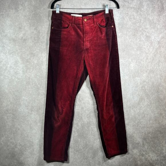 Anthropologie Pilcro Pants Womens 27 Red Two-Tone‎ Corduroy High Rise Slim - Picture 1 of 12